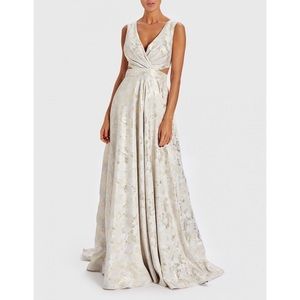 NWT Forever Unique Ivory and Gold Gown